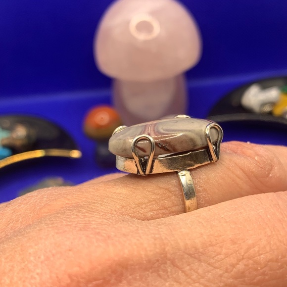 Stunning GENUINE Polychrome Jasper Ring, .925 Sterling Silver Overlay, Size 8.75 - Picture 9 of 13